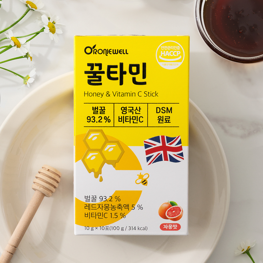 로니웰 꿀타민 10포 천연벌꿀 + 영국산 비타민C 꿀스틱 허니스틱 자몽맛 - 상세 이미지 3
