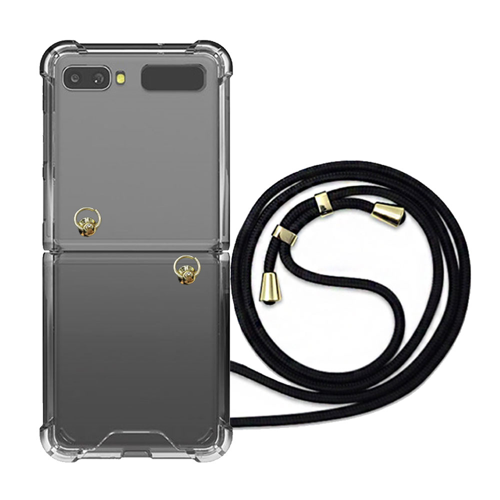 스트랩 목걸이 케이스 투명, 갤럭시Z 플립1-플립2 공용