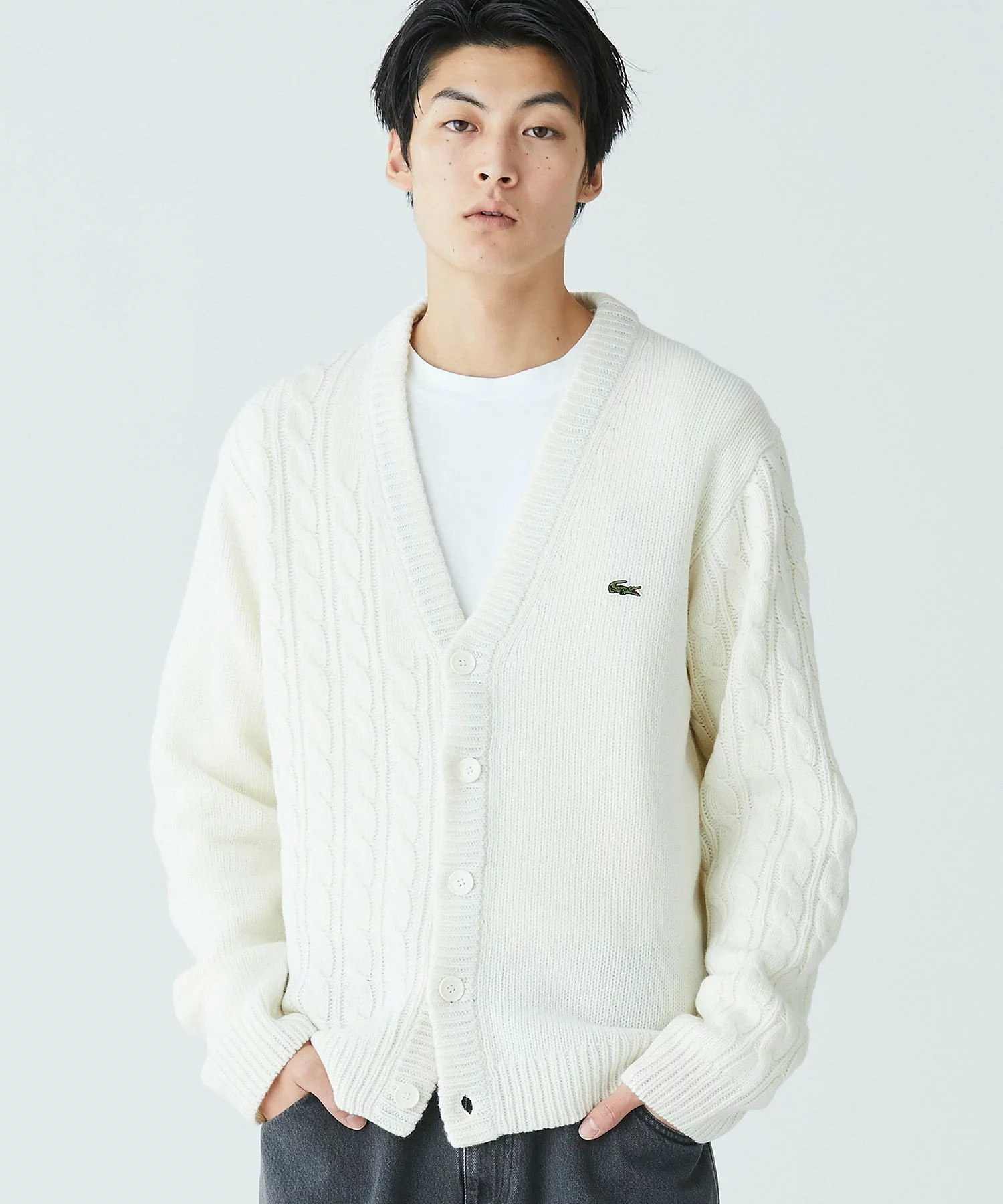 라코스테 LACOSTE 언발란스 V넥 가디건 5컬러 - 상품 이미지