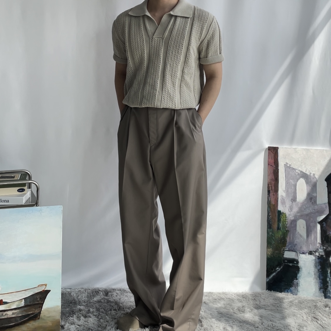 구김없는 투턱 세미와이드 슬랙스 와이드팬츠 - 상세 이미지 2