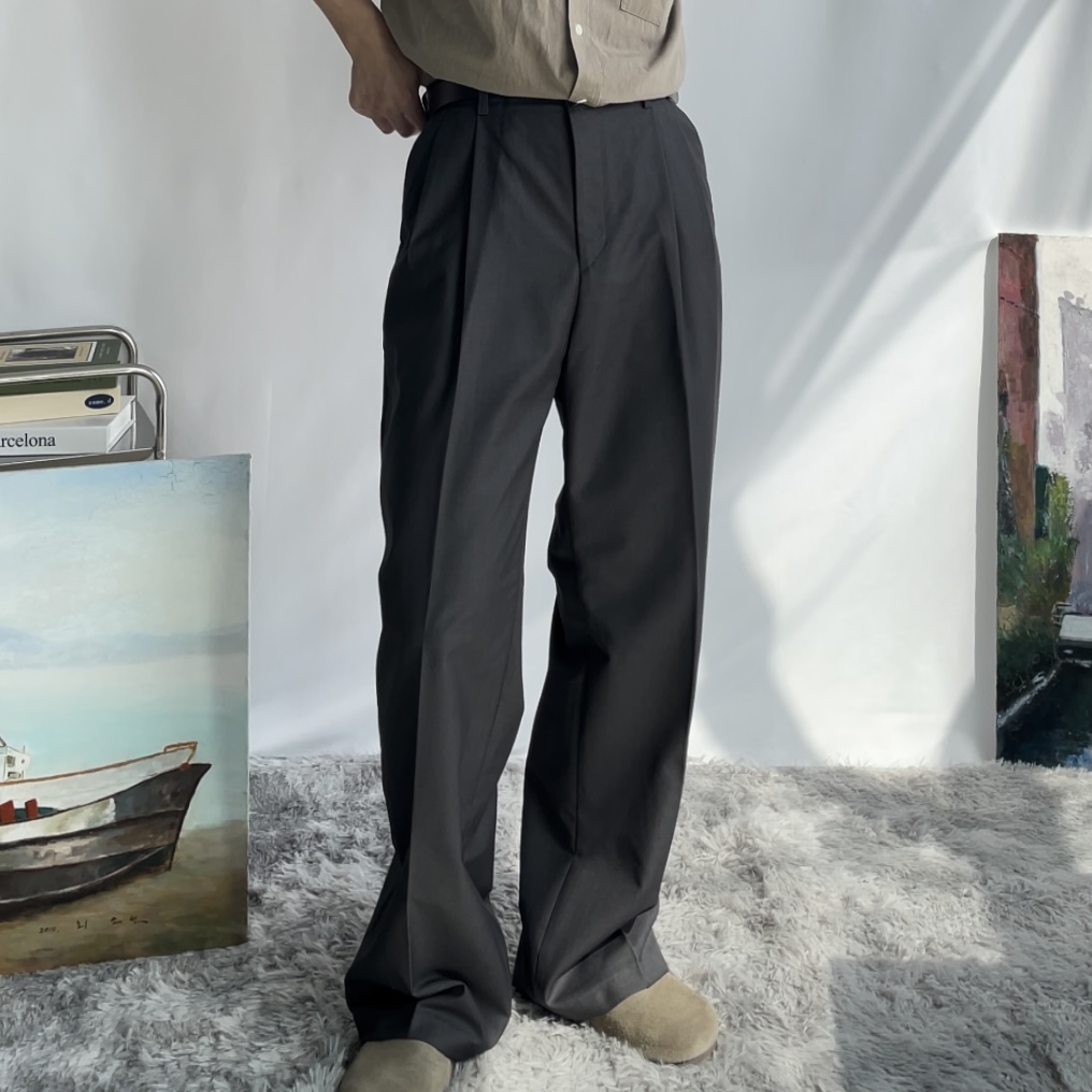 구김없는 투턱 세미와이드 슬랙스 와이드팬츠 - 상세 이미지 4