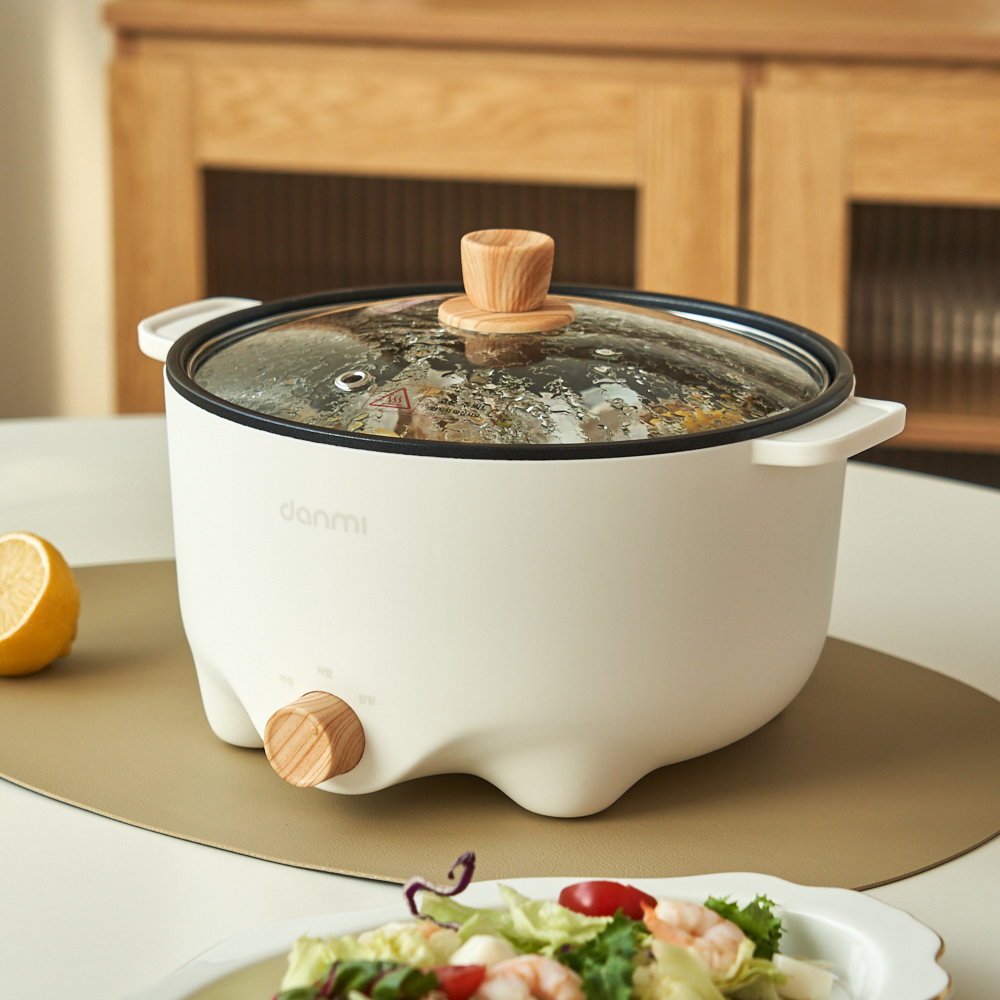 단미 멀티쿠커 전기냄비 찜기 찜솥 프라이팬 그릴 샤브샤브 여행용 캠핑용 전골냄비 3L MEK01