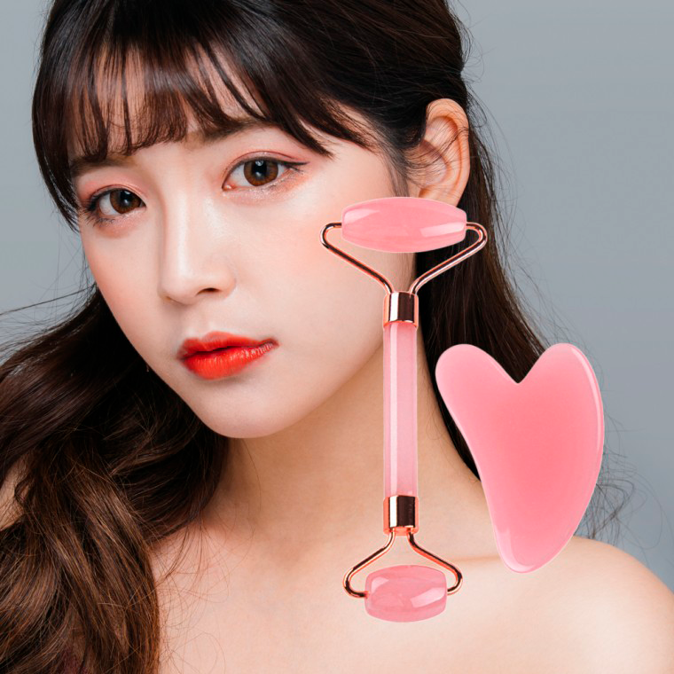 로즈쿼츠 전신 바디 괄사 롤러 마사지기 스틱 얼굴 경락 리프팅 두피 다리 마사지 효과 - 메인 이미지