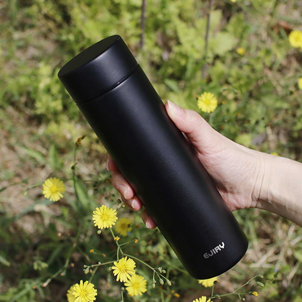 에지리 초경량 포켓 텀블러 미니 보온보냉 물병 400ml, 오닉스블랙 - 메인 이미지