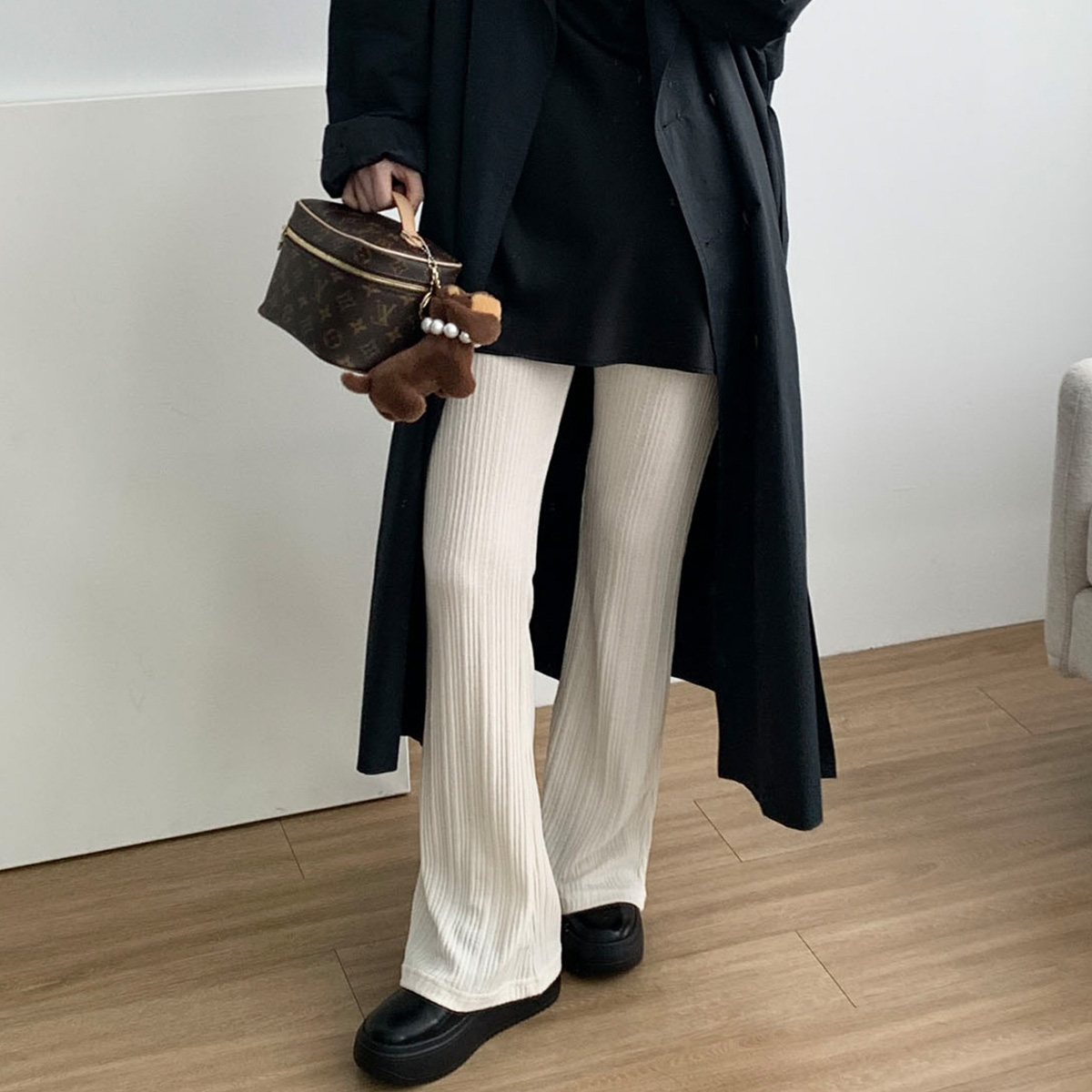 썸머 플리츠팬츠 부츠컷 골지팬츠 플레어핏 밴딩 스판바지 웨어링무드 (2c)