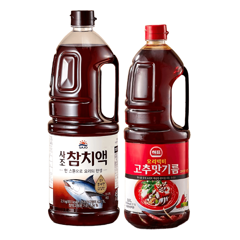 사조참치액 프리미엄 참치액젓 2.1kg 고추맛기름 1.8L 1세트 : 라이프앤코어