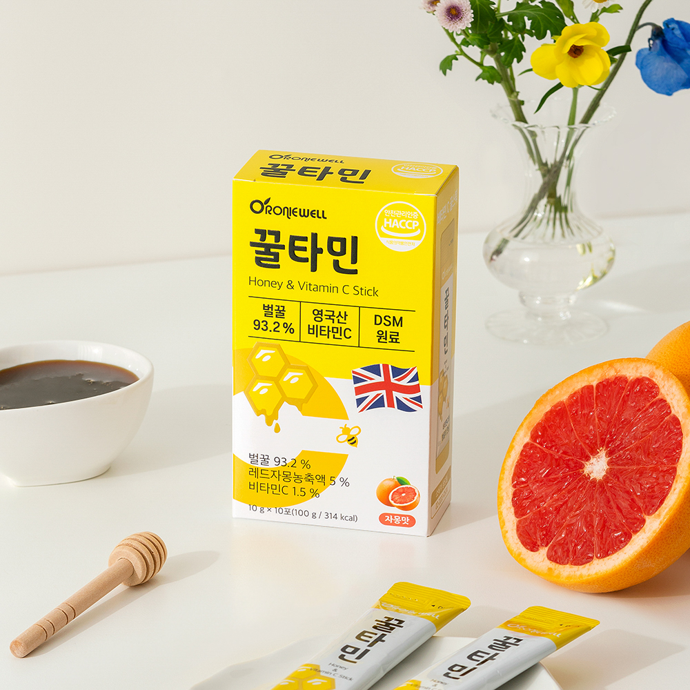 로니웰 꿀타민 10포 천연벌꿀 + 영국산 비타민C 꿀스틱 허니스틱 자몽맛 - 상세 이미지 4