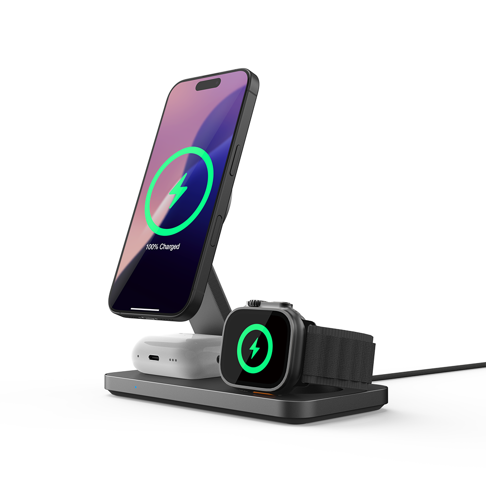 파우트 Qi2 3in1 맥세이프 고속 무선 충전기 HANDS7 PRO 블랙