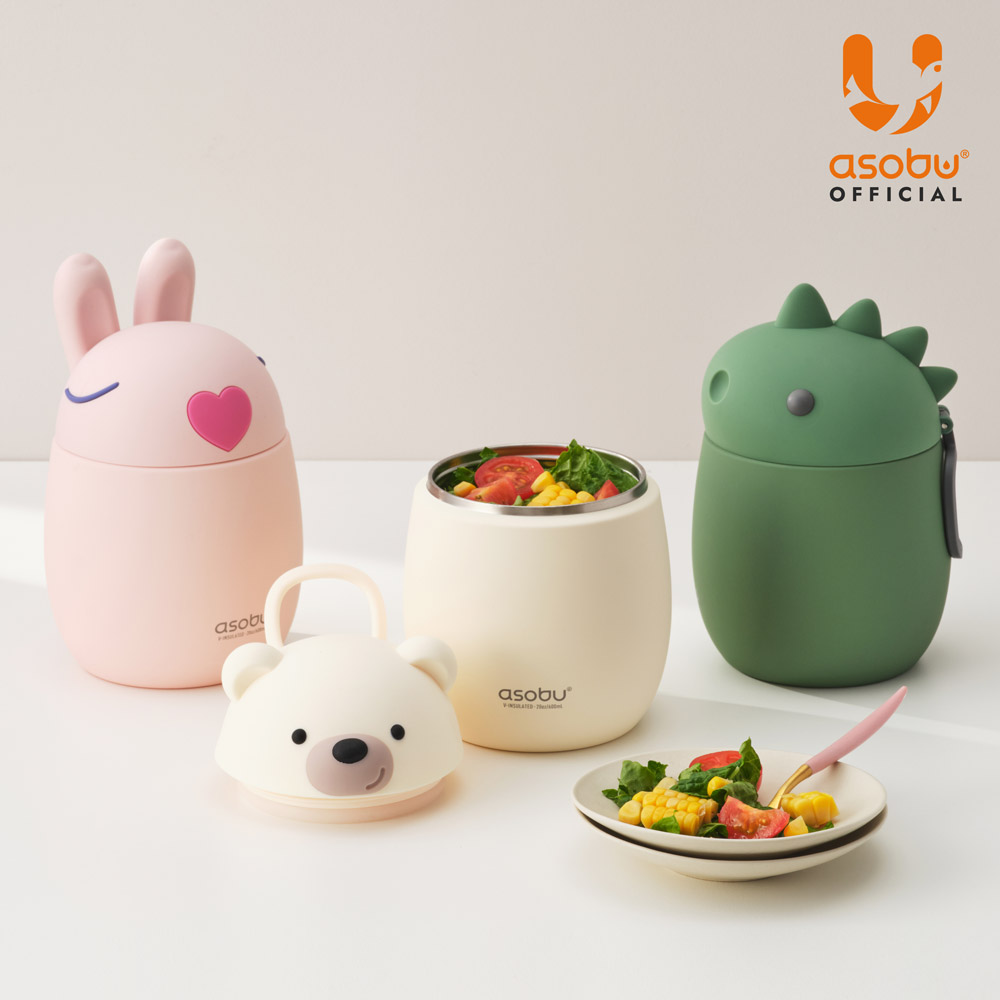 아소부 스테인레스 보온 보냉 베스티 푸드자 보온도시락 베스티 학생 수능 600ml, 버니 - 상세 이미지 3
