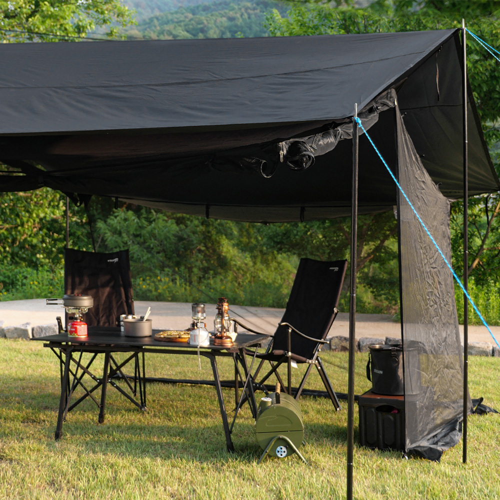 아이두젠 라운지 타프스크린 착탈 메쉬 그늘막 타프쉘 렉타 대형 블랙