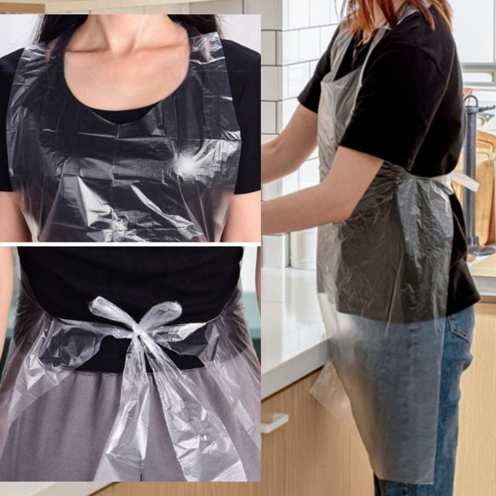 500매입 일회용 투명 앞치마 비닐 방수앞치마 음식점 식당 캠핑 설겆이 공방 업소용