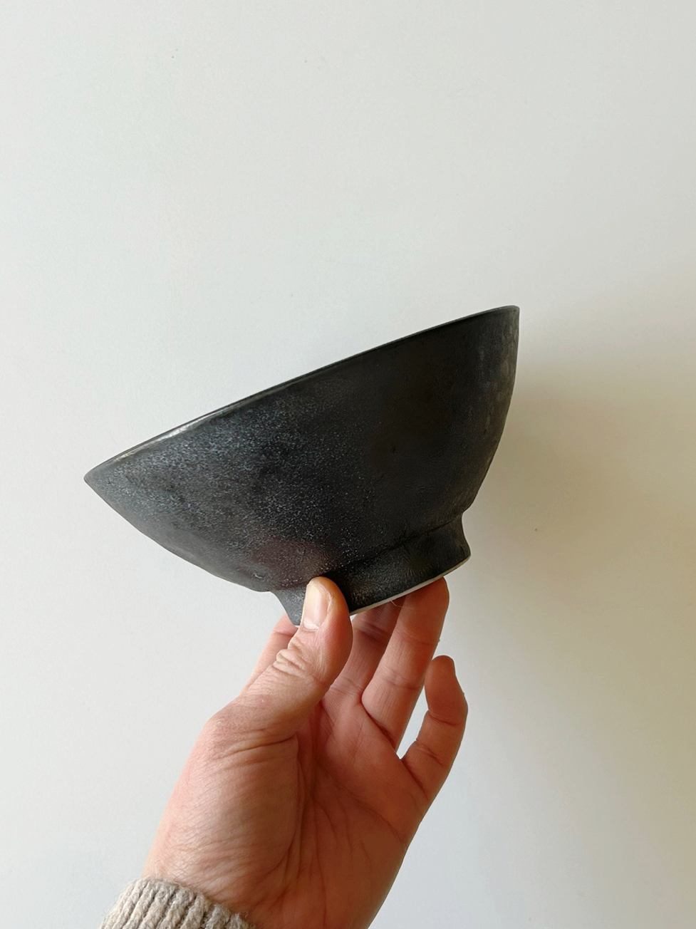 고요 블랙 도자기 삼각 굽 미니 덮밥그릇 돈부리 15cm 1P