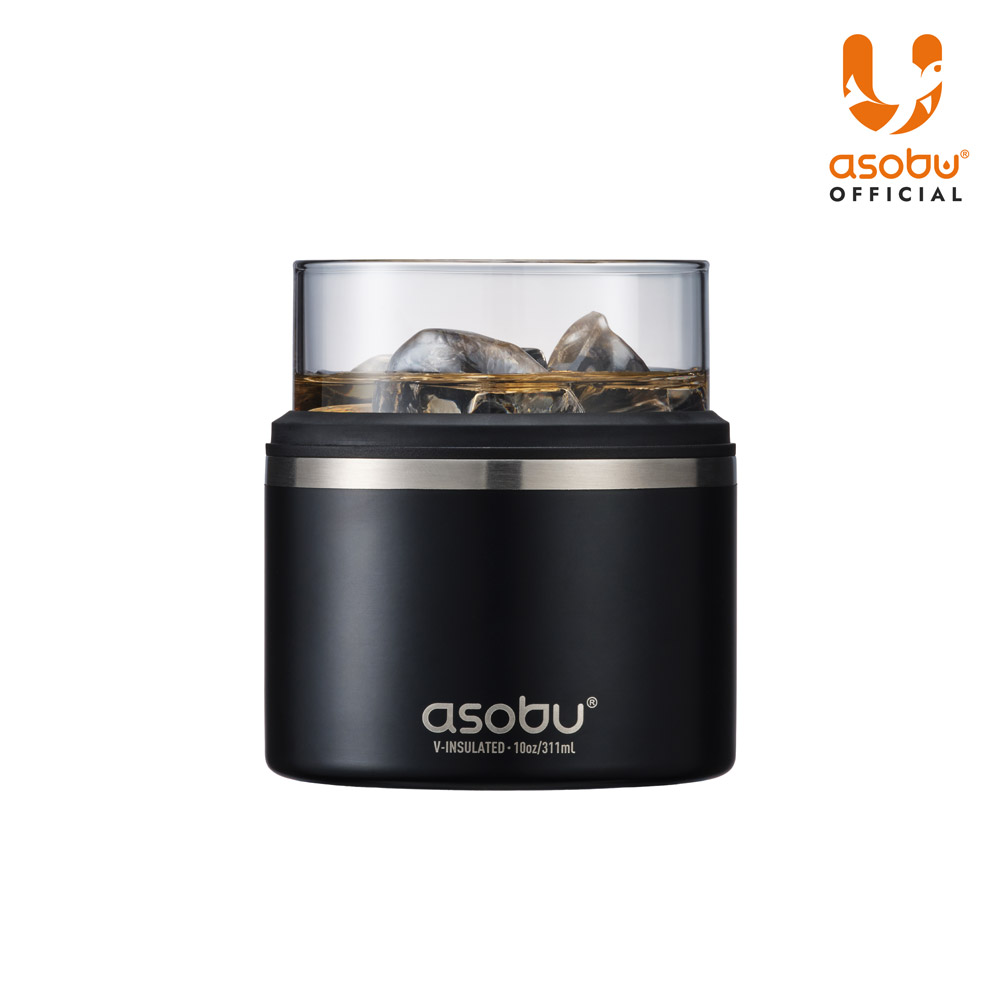 아소부 스테인리스 홀더 위스키잔 온더락 쿨러 311ml, 1개, 블랙