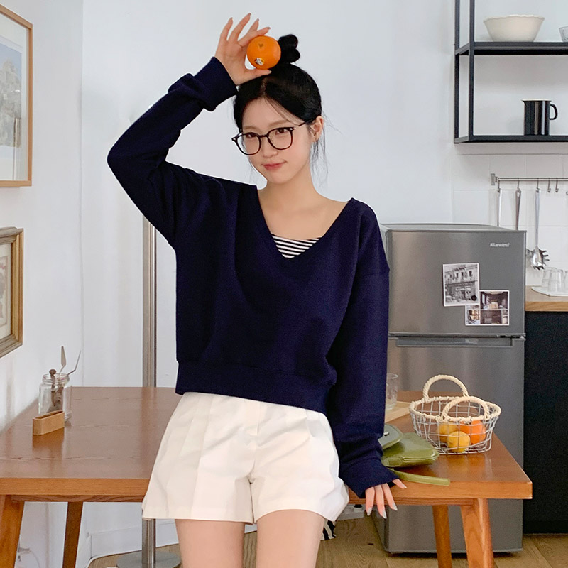 (레이어드룩) 포트리 딥브이넥 루즈핏 맨투맨 ts4365 - 상세 이미지 3