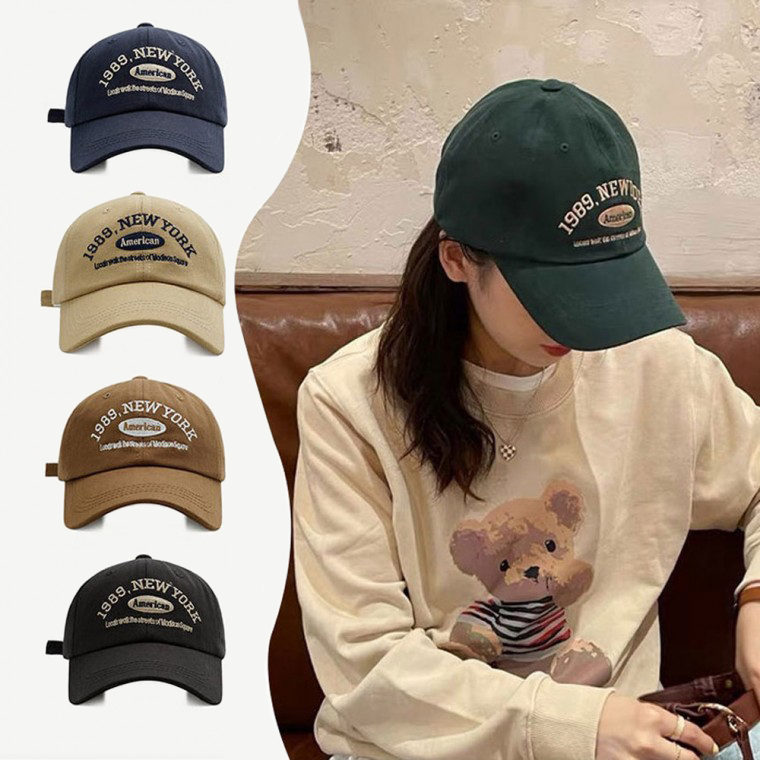뉴욕 1989 빈티지 레터링 야구모자 데일리 스트릿 패션 레트로 볼캡 여자 남자 커플 - 상세 이미지 4