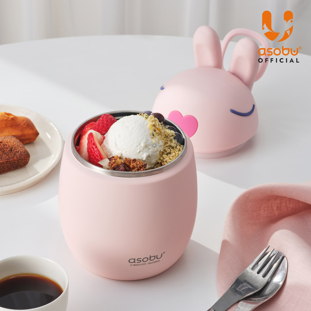 아소부 스테인레스 보온 보냉 푸드 자 베스티 푸드 컨테이너 600ml, 버니