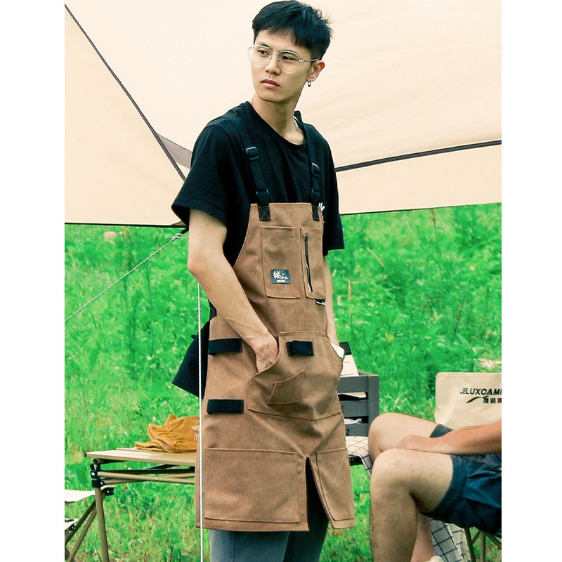 작업 앞치마 공방 바리스타 카페 미술 미용실 앞트임 녹색 두꺼운캔버스 - 상품 이미지