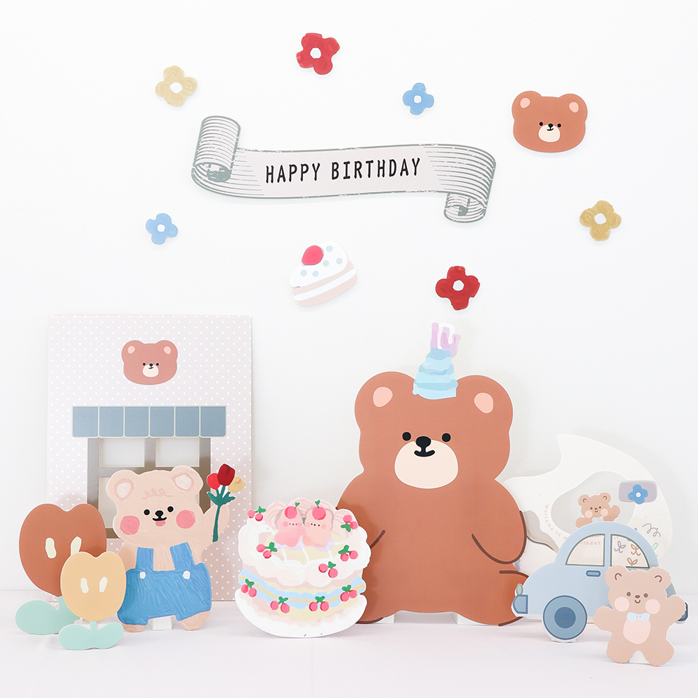 [미소쌤] 곰돌이 생일파티 포토존 환경구성 기념일 100일 돌 파티 장식 데코 소품 행사