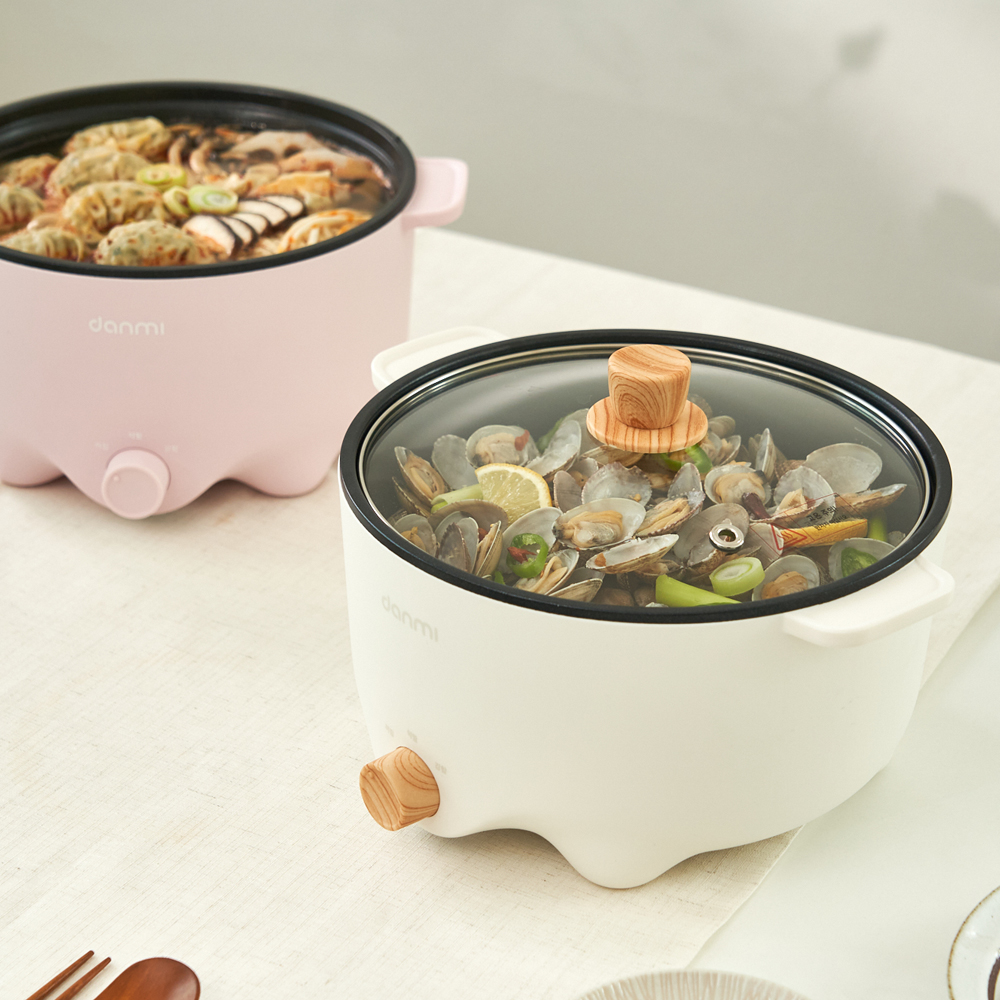 단미 멀티쿠커 전기냄비 찜기 찜솥 프라이팬 그릴 샤브샤브 여행용 캠핑용 전골냄비 3L MEK01