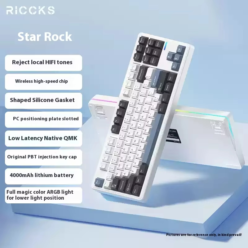 Riccks RS8 무선 기계식 게이밍 키보드 87키 GASKET 구조 RGB 램프 - 상세 이미지 4
