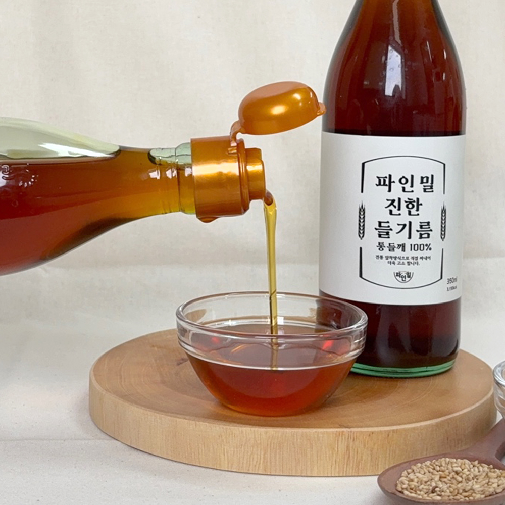 파인밀 저온압착 100% 통깨 참기름 들기름 350ml + 350ml / 선물세트 이미지 3