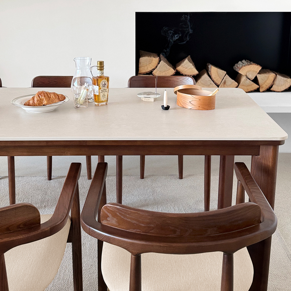 로포텐 커들리 양면 세라믹식탁 세트 원목 6인용 식탁 포세린 2000 의자3 벤치