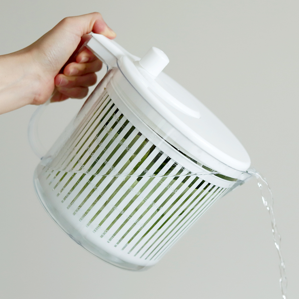 콤팩트 만능 야채탈수기 핸들 손잡이형 2.5L /샐러드 물기제거 스피너 믹싱볼 채반 - 상세 이미지 3
