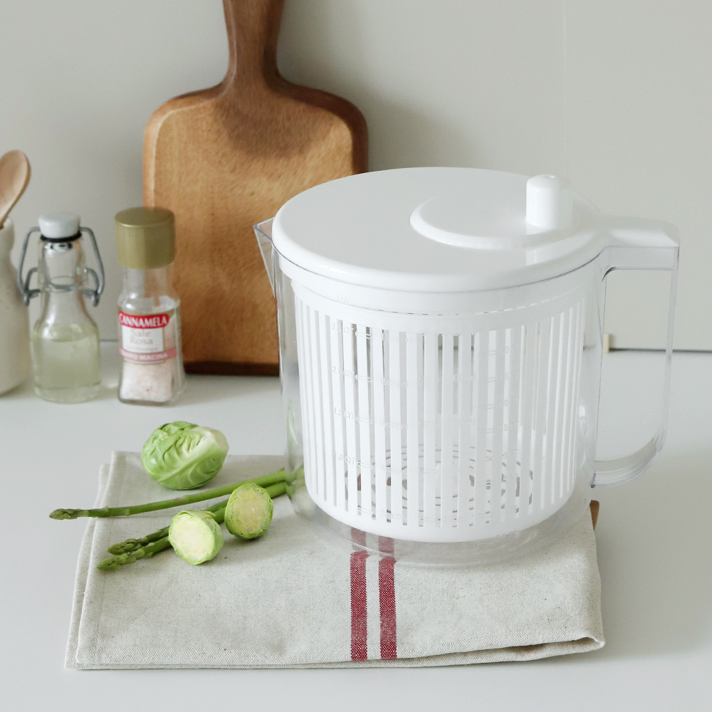 콤팩트 만능 야채탈수기 핸들 손잡이형 2.5L /샐러드 물기제거 스피너 믹싱볼 채반 이미지 6