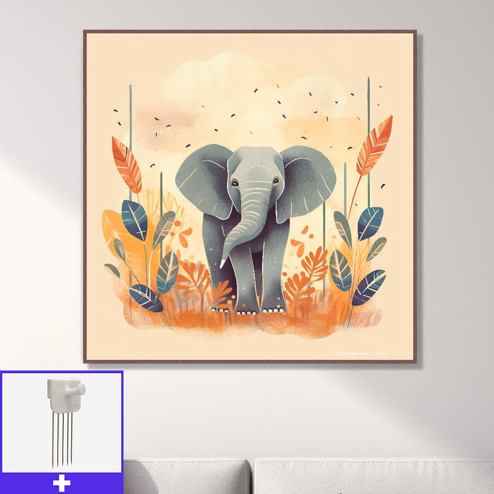 꿈꾸는코끼리 80x80cm 무광체리 알루미늄액자 일러스트그림 - 메인 이미지