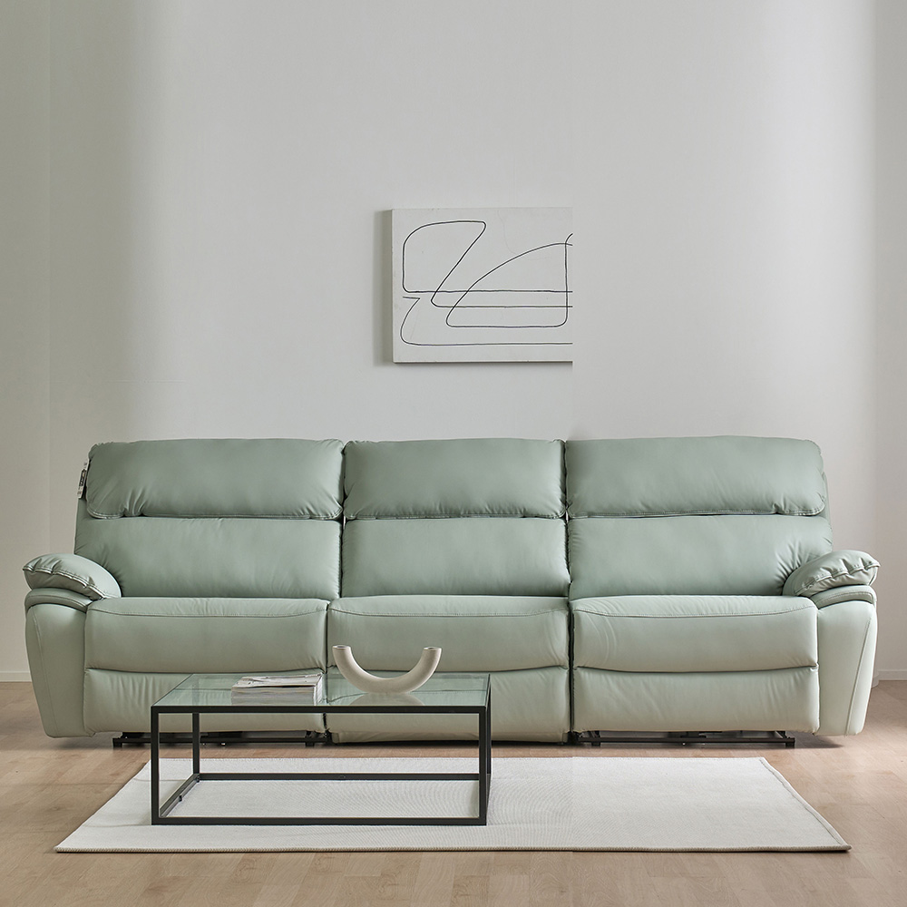 스코나 레인트 실리콘레더 전동 리클라이너 소파 스툴미포함, 민트, 4인용