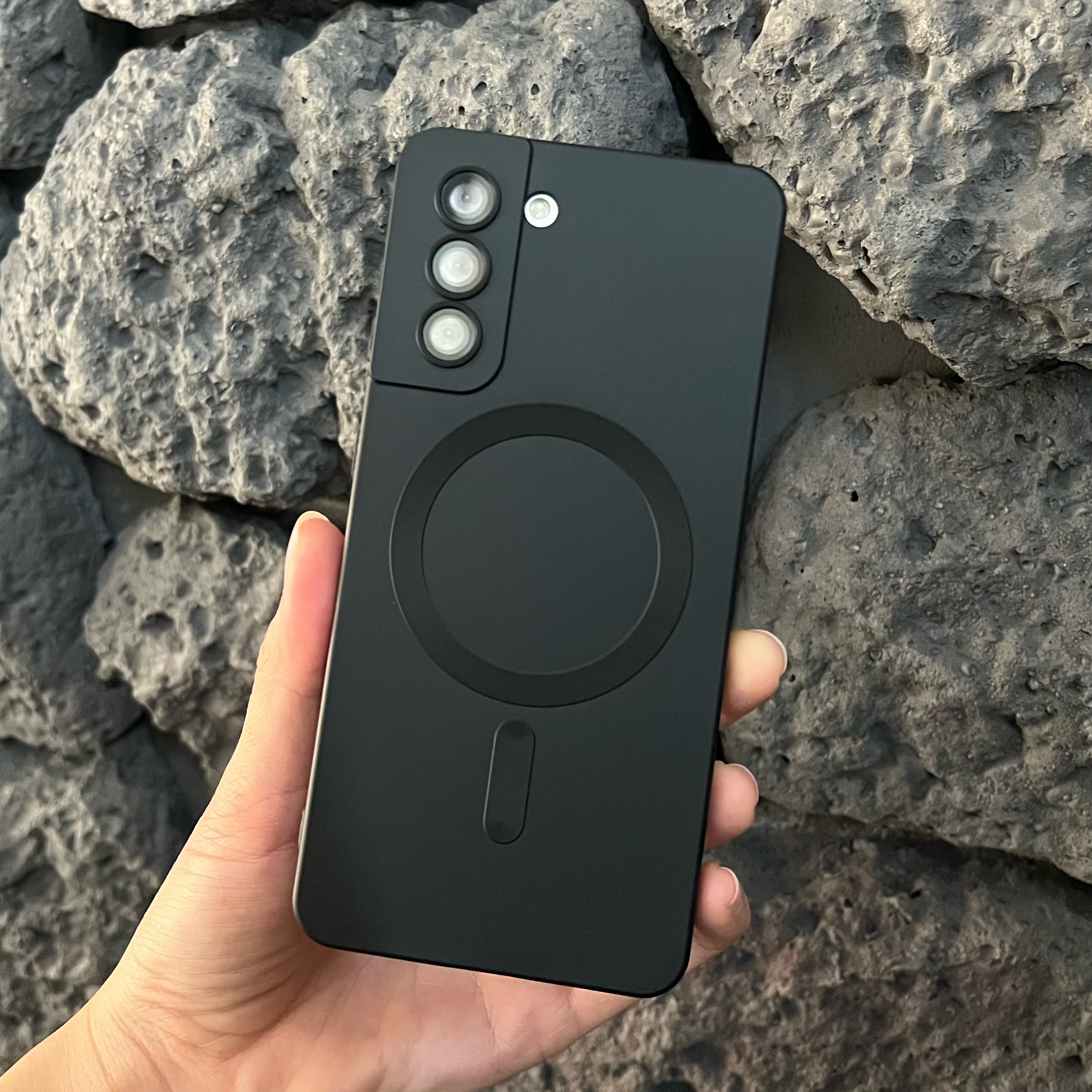 맥세이프 케이스 범퍼 젤리 실리콘 슬림 풀커버 카메라보호 블랙, 갤럭시S21