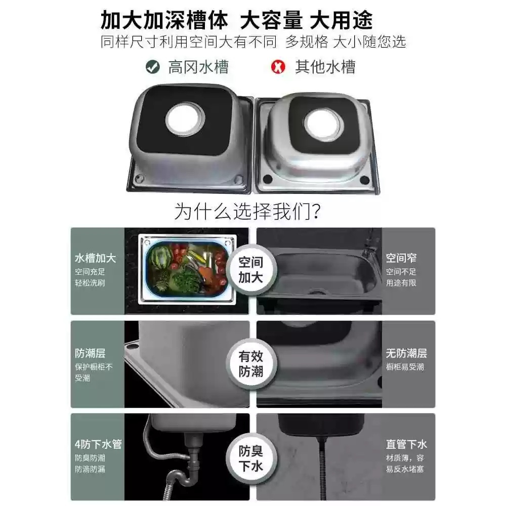 사각 싱크볼 스테인레스 개수대 교체 주방 싱크대 코팅 1.0두께 37x31 세트 5 - 상세 이미지 5