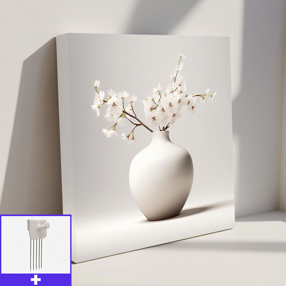 재물벚꽃화병 80X80cm 캔버스액자 화병그림 - 메인 이미지