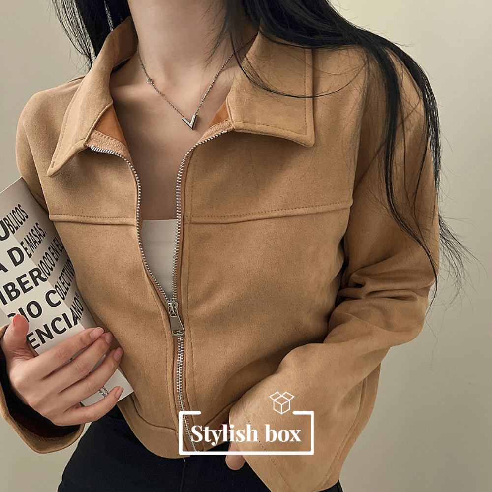 [핵고퀄!/new신상!✨] 스웨이드 카라 집업 크롭 자켓 3color 상세 이미지 9