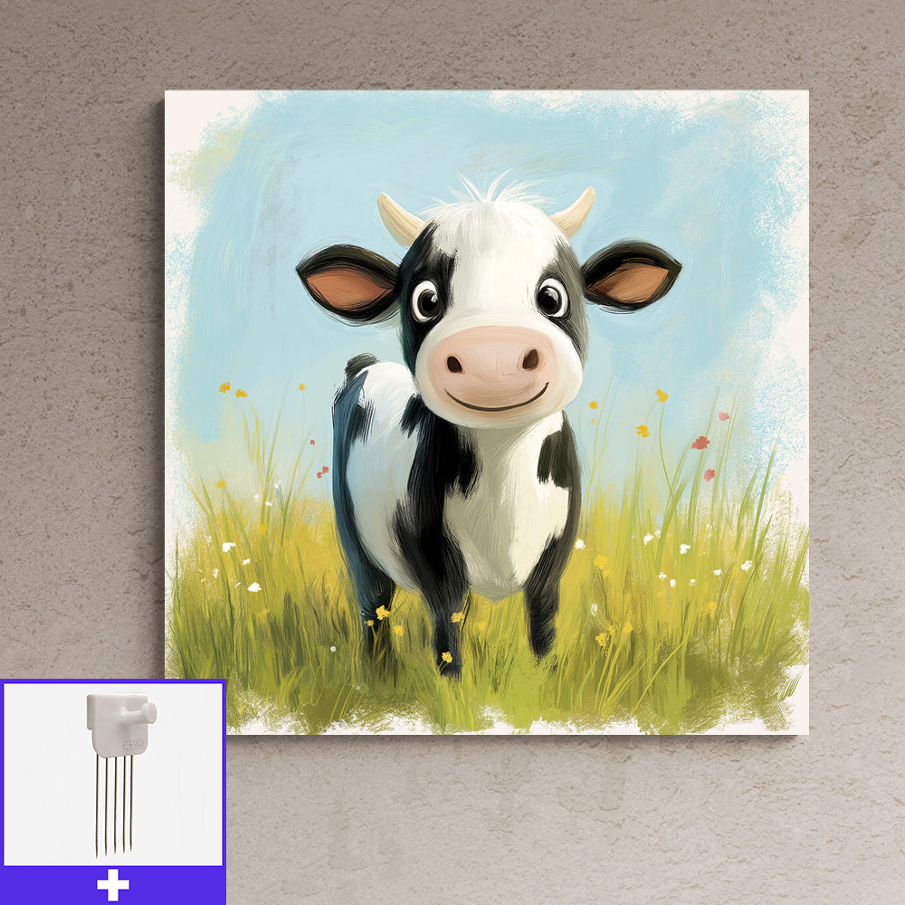 웃는아기소 80x80cm 캔버스액자 소그림 - 메인 이미지