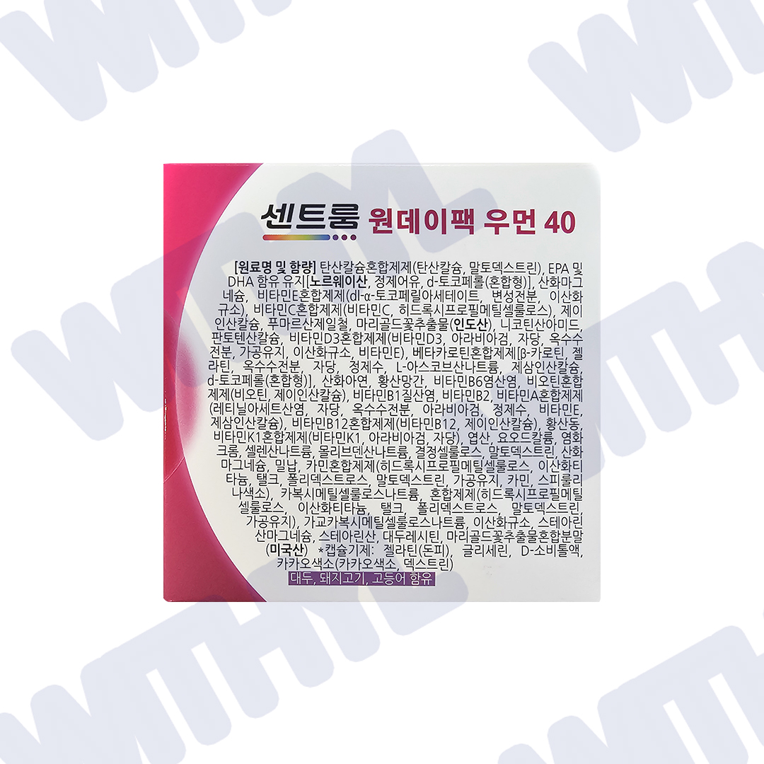 센트룸 원데이팩 우먼 40 x 30팩 x 1박스 하루한팩 간편한섭취 (1개월분) 종합영양제 센트롬 : 위드와이엘