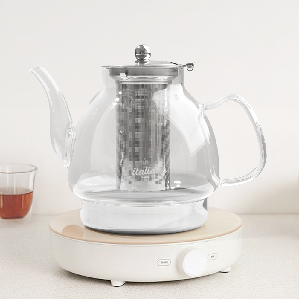 이탈리아노 커피 앤 티포트 내열 유리 약탕기 주전자 인덕션 티팟 1.7L