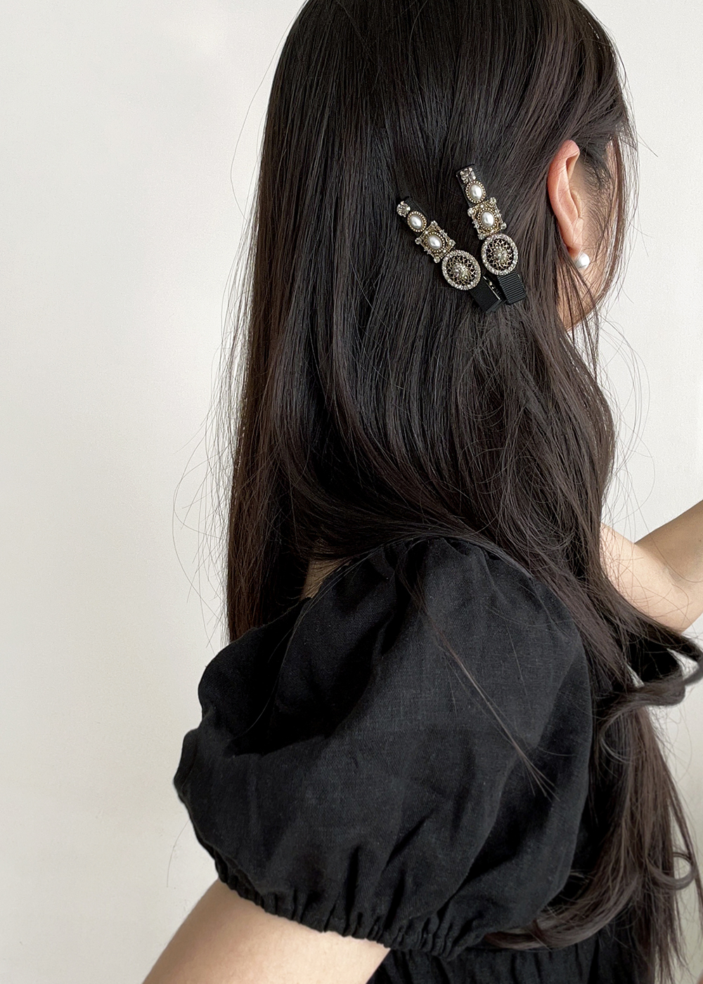 루드 클래식 크리스탈 헤어집게핀 L25SSAC29