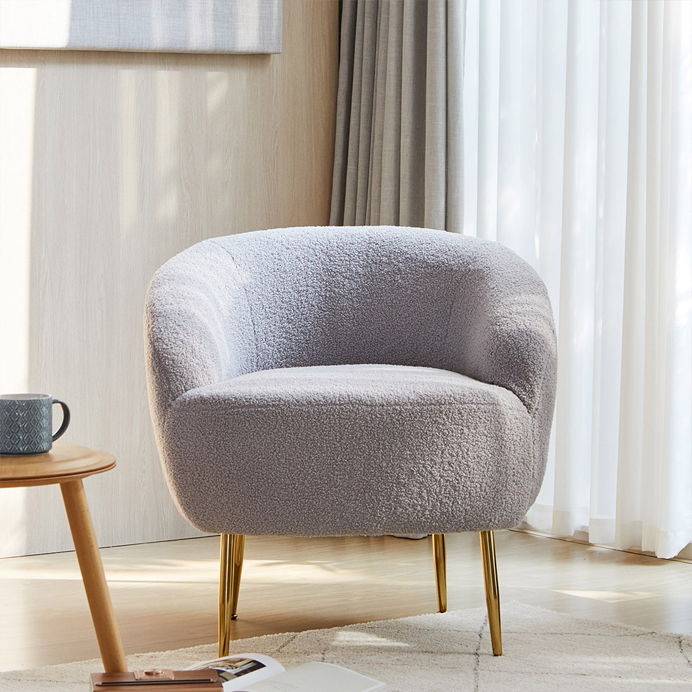 홈 인테리어 몽블 양털 패브릭 부클레 클라우드 1인 소파 의자