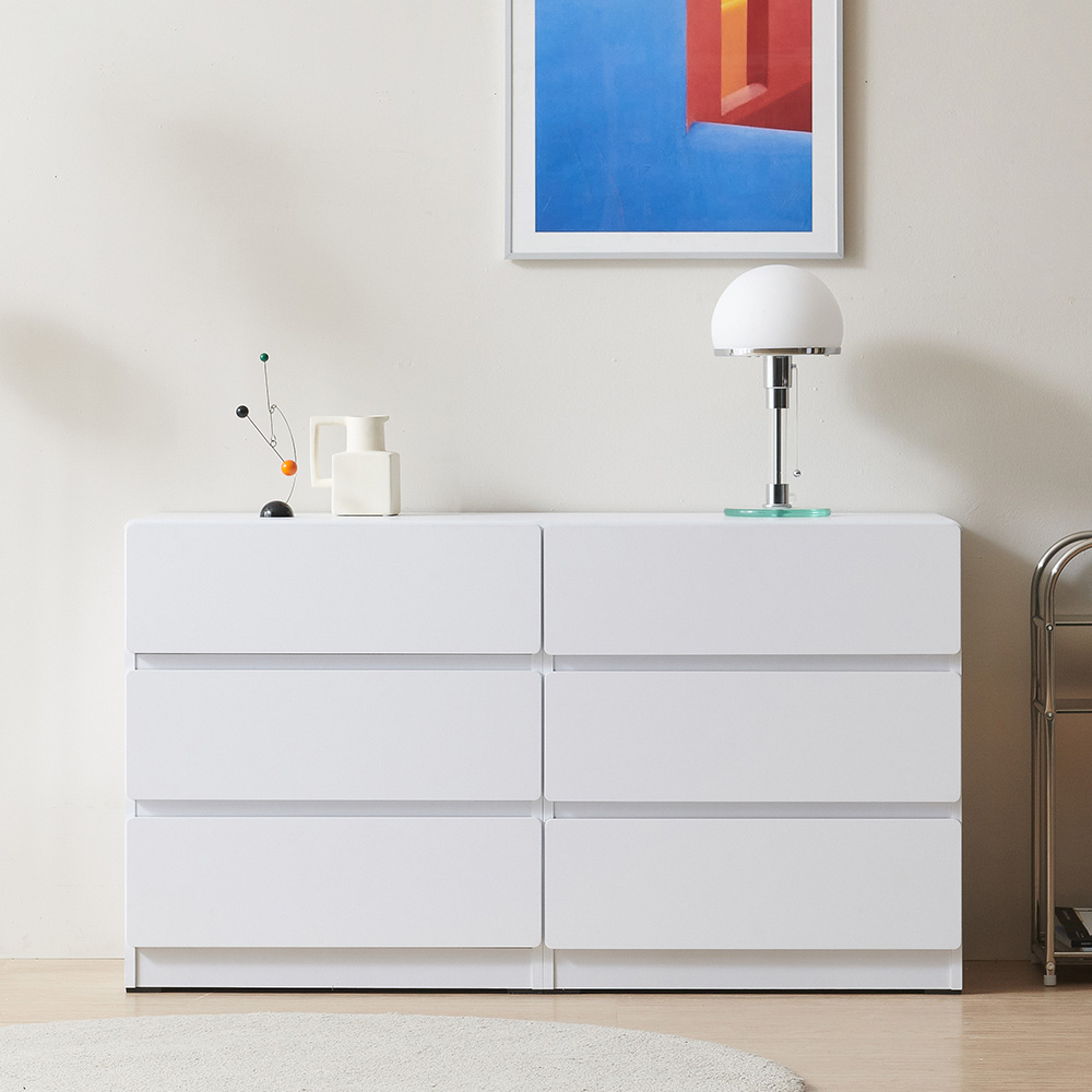 스코나 디스트 3단 서랍 높은 거실장 사이드보드 1200mm, 화이트