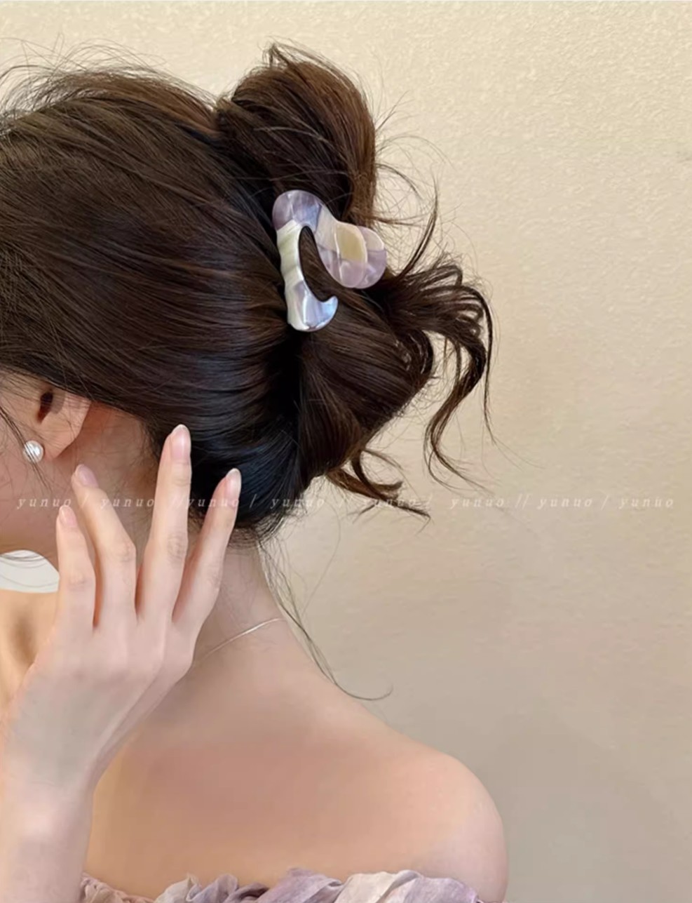프랑스핀 마블 반묶음 포니테일 집게핀 - 상세 이미지 2