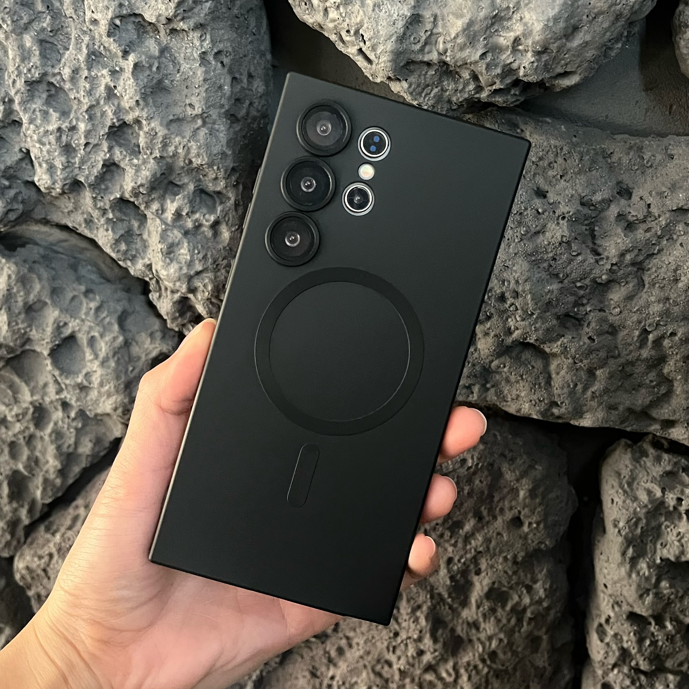 맥세이프 케이스 범퍼 젤리 실리콘 슬림 풀커버 카메라보호 블랙, 갤럭시S25 울트라