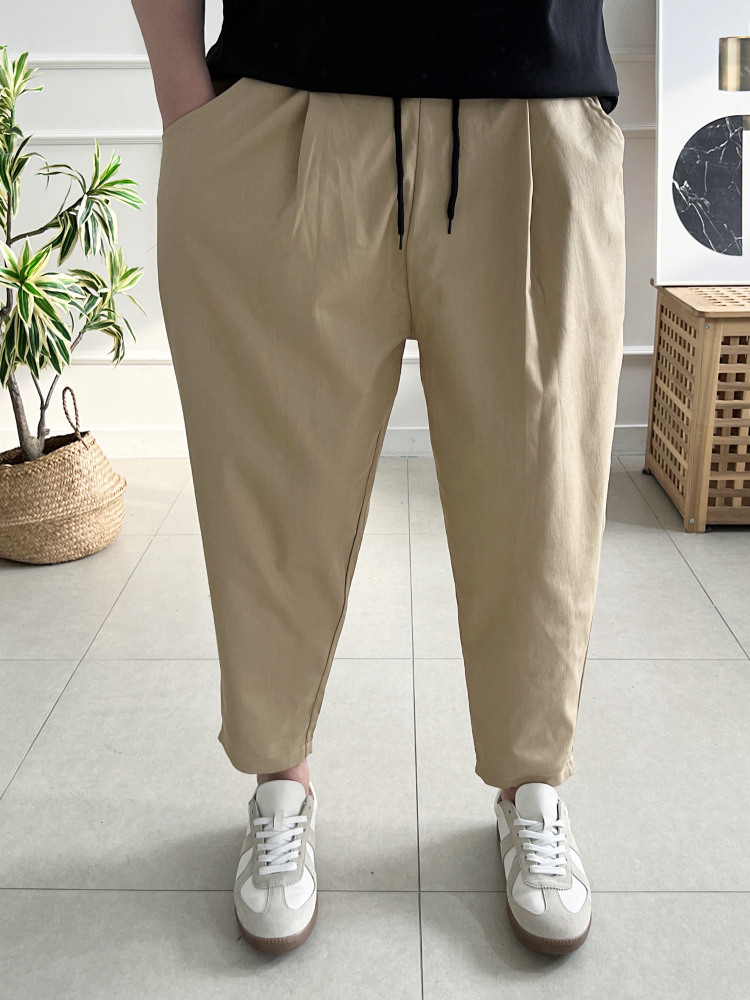 1+1 남자 와이드바지 밴딩 스판 원턱 배기 벌룬팬츠 이미지 2