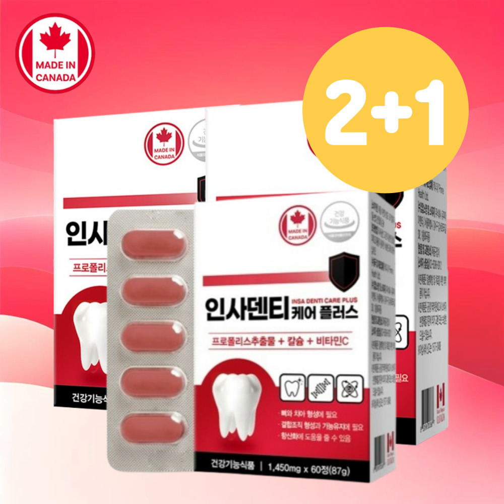 [2+1]캐나다 인사덴티 칼슘 치아 잇몸 영양제 약6개월