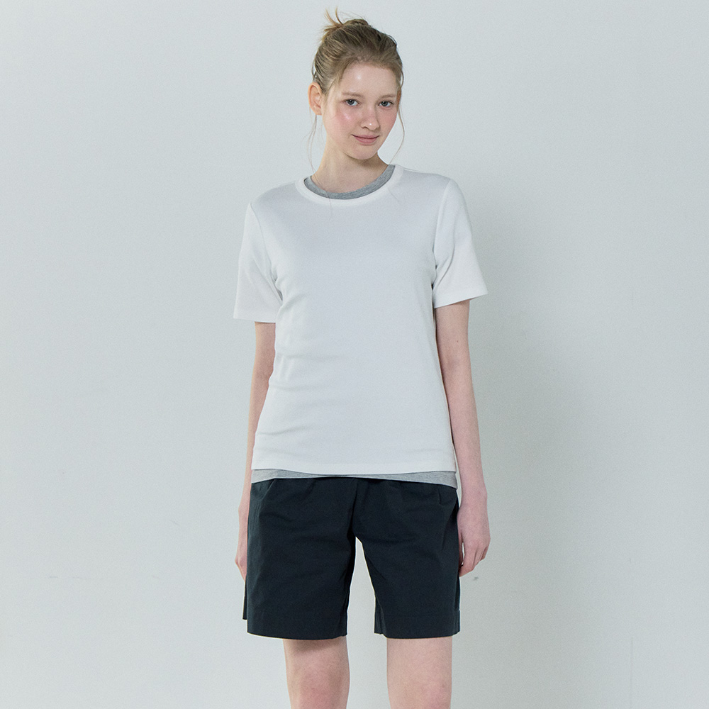 베이직하우스 2SET 여성 플로위 모달 스판 레귤러 반팔 티셔츠