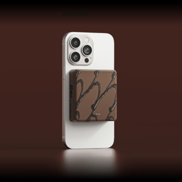 미니덕트 오예스 맥세이프 보조배터리 8000mAh, 초코브라운