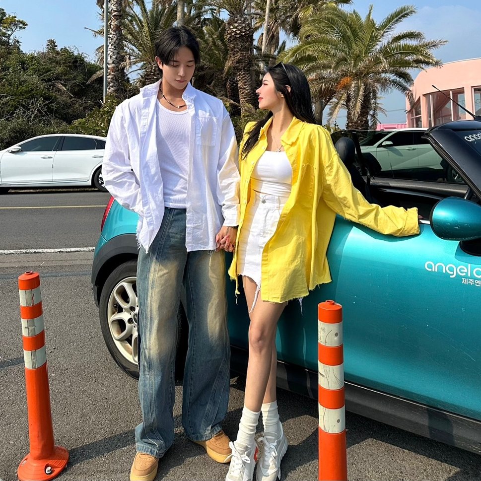 남자린넨셔츠 남자오버핏남방 커플남방 - 메인 이미지