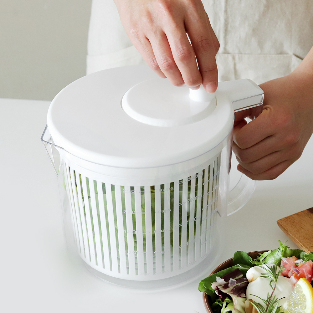 콤팩트 만능 야채탈수기 핸들 손잡이형 2.5L /샐러드 물기제거 스피너 믹싱볼 채반 - 상세 이미지 2