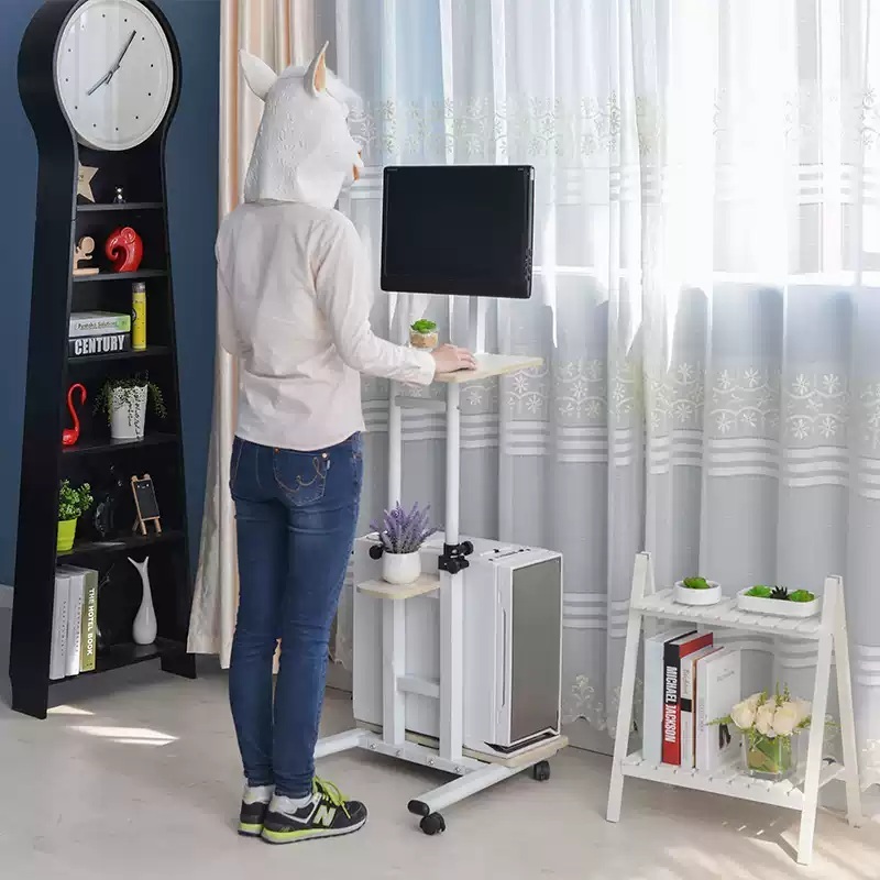 높낮이조절 책상 모션데스크 스탠딩 수동형 간편조립 블랙월넛 59x46x110cm - 상세 이미지 4