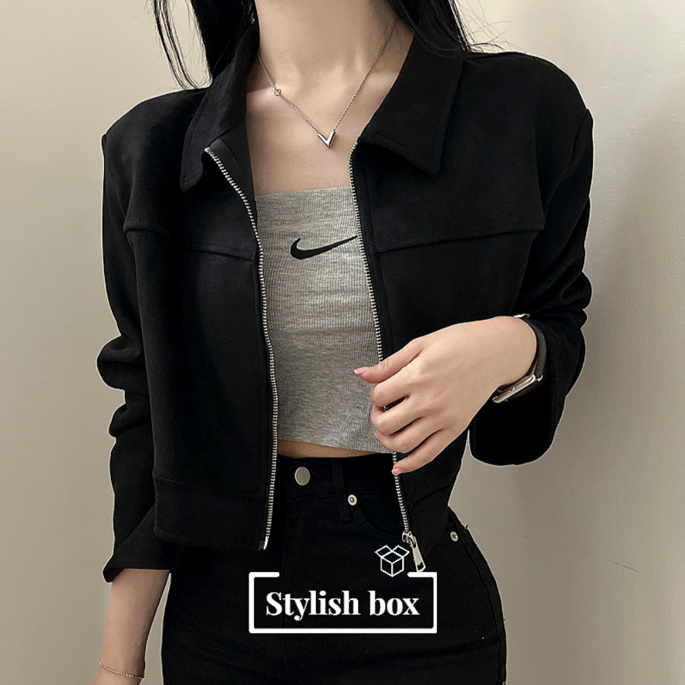[핵고퀄!/new신상!✨] 스웨이드 카라 집업 크롭 자켓 3color 상세 이미지 16